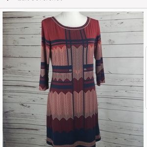 Red and Navy Max Studio Dress Size Small